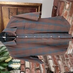 Marc Jacobs Brown Green Plaid Short Sleeve Button Down Shirt